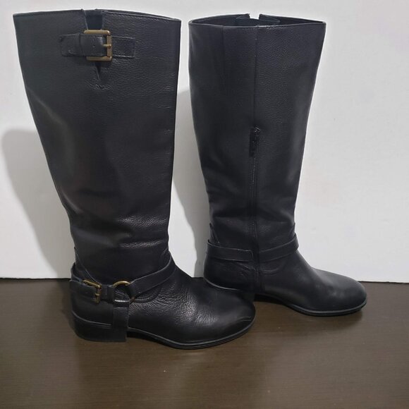 LAUREN Ralph Lauren McLeod Black Lether Riding Boots Knee High 8B - Picture 2 of 14
